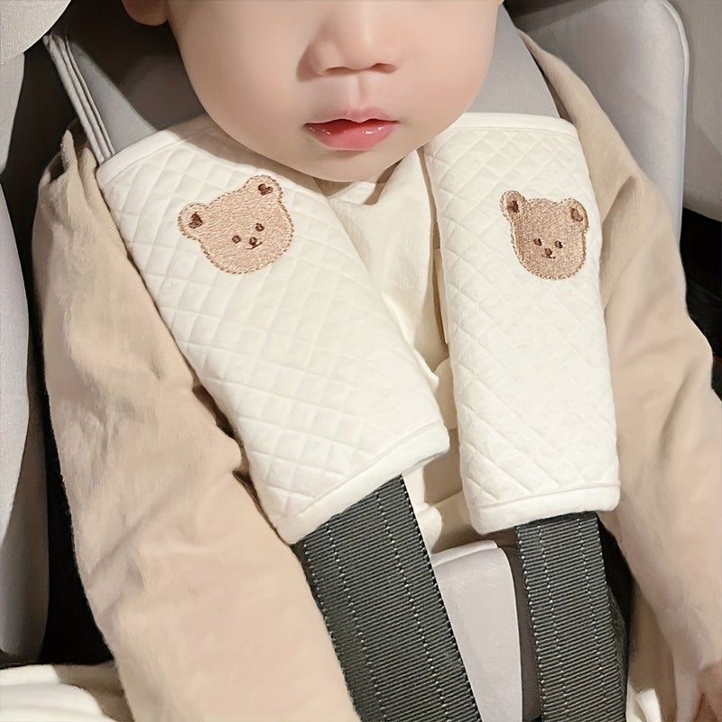 Korean Style Car Seat Shoulder Strap Protectors Tiger Single Cute Cartoon Bear Child Stroller Anti Chafe Straps Seat Belt Protectors Car Interior Decorations - Image 1
