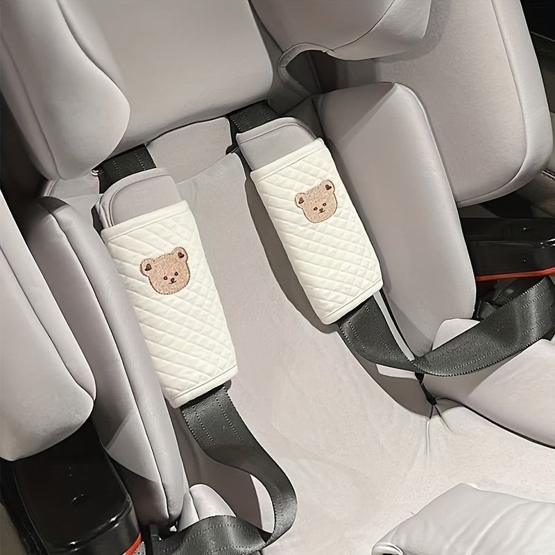 Korean Style Car Seat Shoulder Strap Protectors Tiger Single Cute Cartoon Bear Child Stroller Anti Chafe Straps Seat Belt Protectors Car Interior Decorations - Image 4