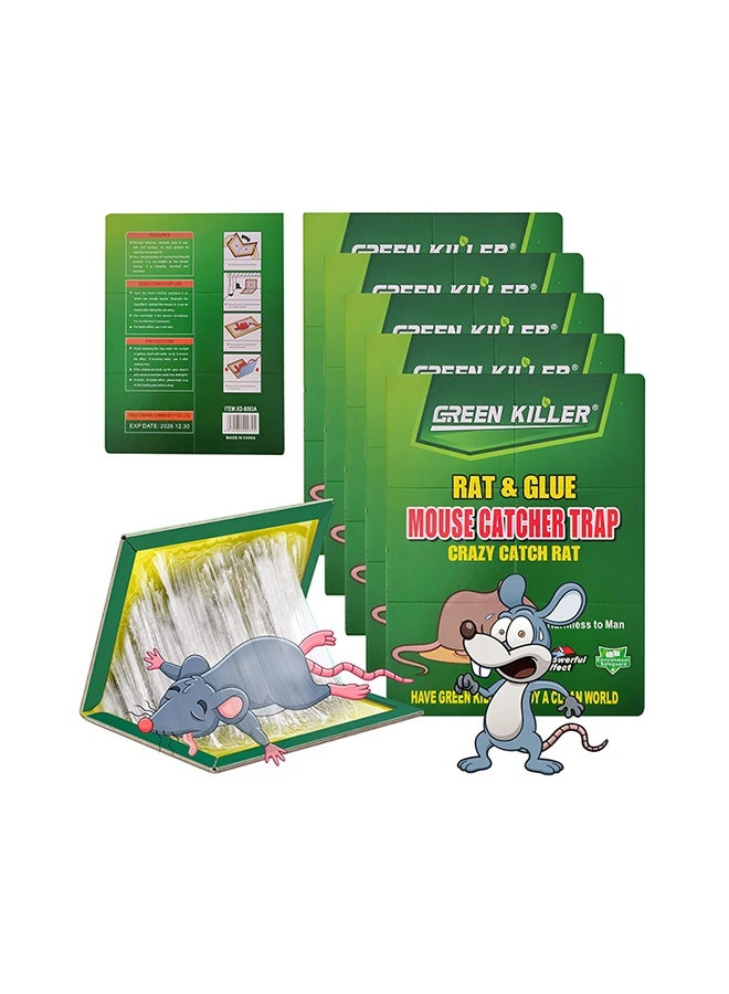 GREEN KILLER Pack of 5 Mouse Trap Glue Board Rat Trap Adhesive Super Sticky Glue Board Traps for Mice Pests Cockroaches Spiders Home Office Pest Control - Image 1