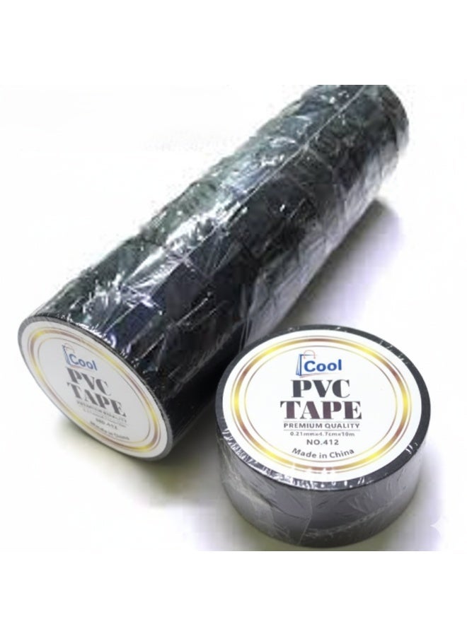 Cool PVC Electrical Insulation Tape – 6 Pack – Strong Adhesive, Durable PVC, 0.21mm × 4.7cm × 10m – Electrical Tape for Wires, Repairs, DIY – Premium Quality Black PVC Tape - Image 1