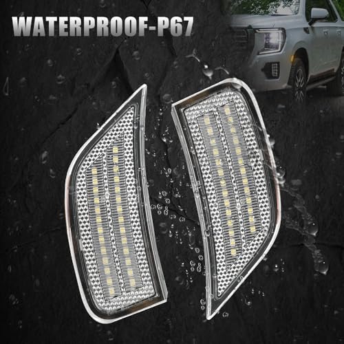 ROCCS LED Amber & White Side Marker Lights Compatible with 2021 2022 2023 2024 GMC Yukon/Yukon XL/Yukon Denali/Chevy Tahoe/Suburban/Escalade/Escalade ESV Front Bumper Turn Singal Light,Clear Lens - Image 5