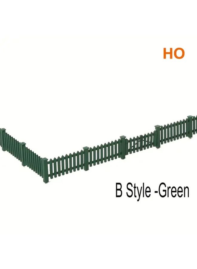 سياج نموذجي بمقياس HO مخطط بالأخضر والأبيض، ديكور حديقة خارجي متين من البلاستيك - Image 1