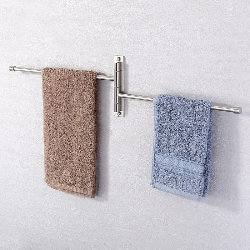 KES Bathroom Towel Bar 13.8 Inch Swing Mount Swing Out Arm Wall 2-Arm Towel Holder  SUS304 Stainless Steel Brushed Finish  A2102S2-2 - Image 2