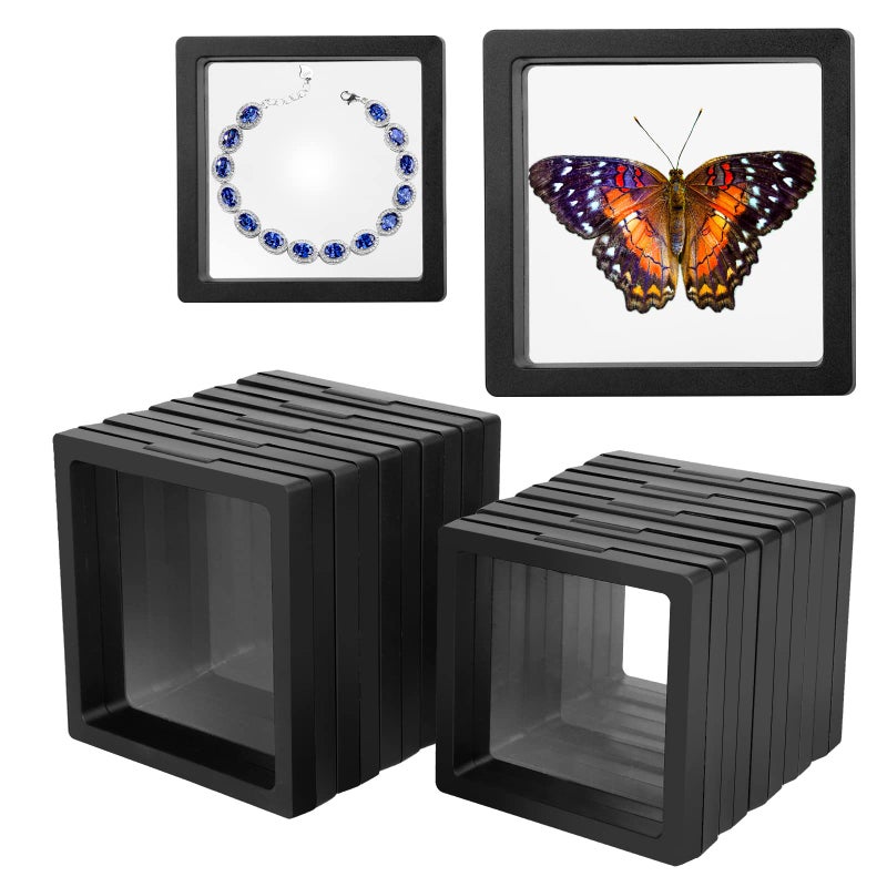 Linkstyle 3D Floating Frame Display Stand Transparent PE Floating Display Case Jewelry Storage Box Suspension Frame