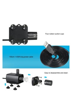ECVV ECVV USB Brushless Water Pump 5V 4.8W 300L/H, Submersible Ultra Quiet Oil Pump for Pool Aquarium Fish Tank, Mini Fountain Fish Tank Pump with Flow Black  - Image 3