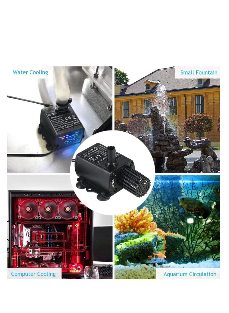 ECVV ECVV USB Brushless Water Pump 5V 4.8W 300L/H, Submersible Ultra Quiet Oil Pump for Pool Aquarium Fish Tank, Mini Fountain Fish Tank Pump with Flow Black  - Image 4