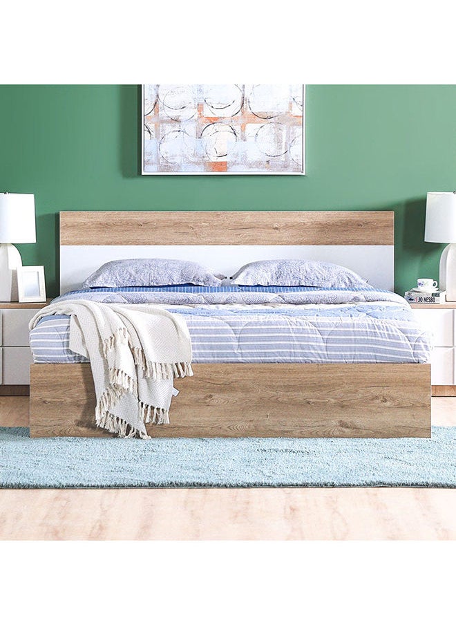 DANUBE HOME Allano 5 Pieces Bed Set King Size + 2 Night Stands And Dresser With Mirror Dark Oak/White  - Image 2