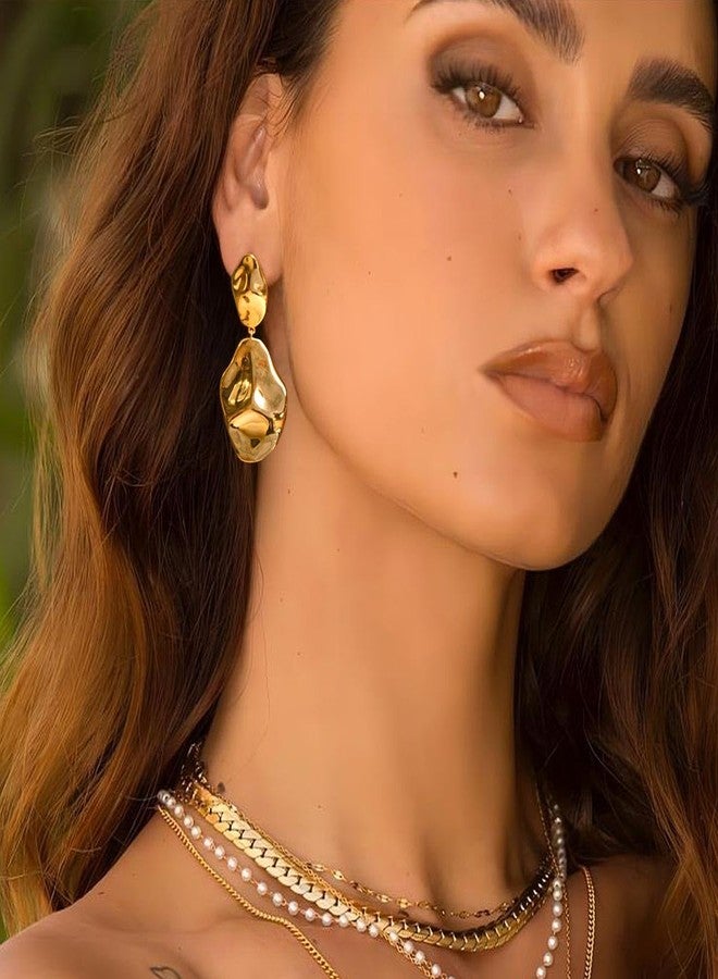 QJLE 6 Pair Chunky Gold Earrings for Women, Geometric Hoop Dangle Earrings Lightweight Teardrop Statement Drop Earrings for Women Trendy Jewelry - Image 4