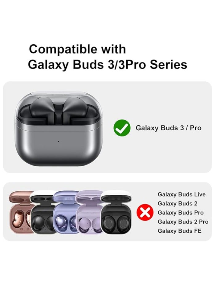 Silicone Case for Samsung Galaxy Buds3 Pro/Galaxy Buds 3, Shockproof & Anti-fall Galaxy Buds3 Protective Case with Carabiner, Portable Ultra-light Travel Cover for Buds 3 Pro (Black) - Image 4