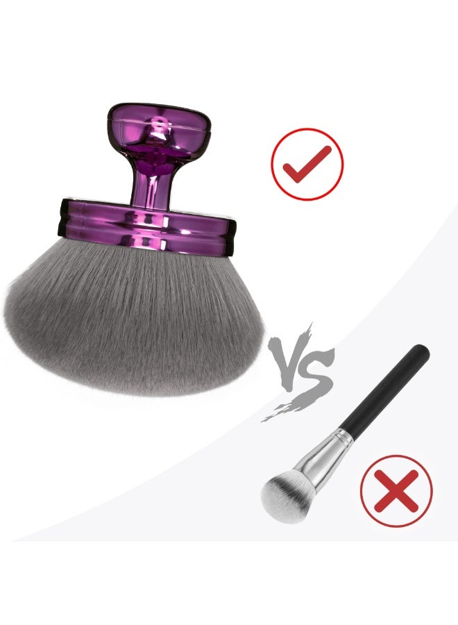 Large Body Makeup Brush, Self Tanner Brush, Blend Self Tanning Applicator Oval Face, 3.2inch Wide Round Head Kabuki For Application with Drawstring Bag (Purple) - Image 3