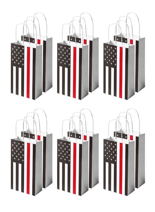 DodelyGz Fire Fighter-EMT Party Gift Bags,Thin Red Line Flag Pattern honoring Firefighters and EMTs Fireman Retirement Birthday Party Decoration Supplies - Image 2