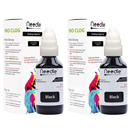 needle ; Pin point precision Needle 2x100gms (Black) GI 790 Inkjet Ink Compatible with Canon G1000 G1010 G2000 G2010 G3000 G3010 G4000 G4010 G4085 Ink Tank Printers - Image 2
