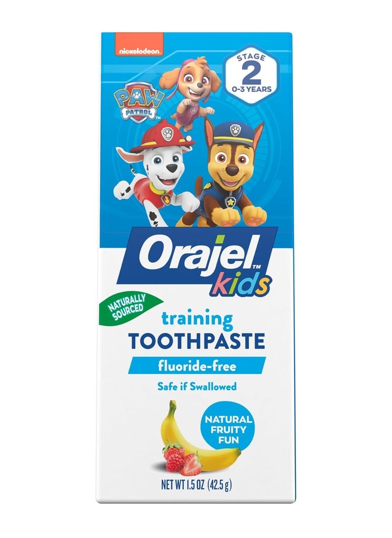 Orajel - Orajel Kids Paw Patrol Fluoride-Free Training Toothpaste, Natural Fruity Fun Flavor, #1 Pediatrician Recommended , 1.5oz Tube - Image 1