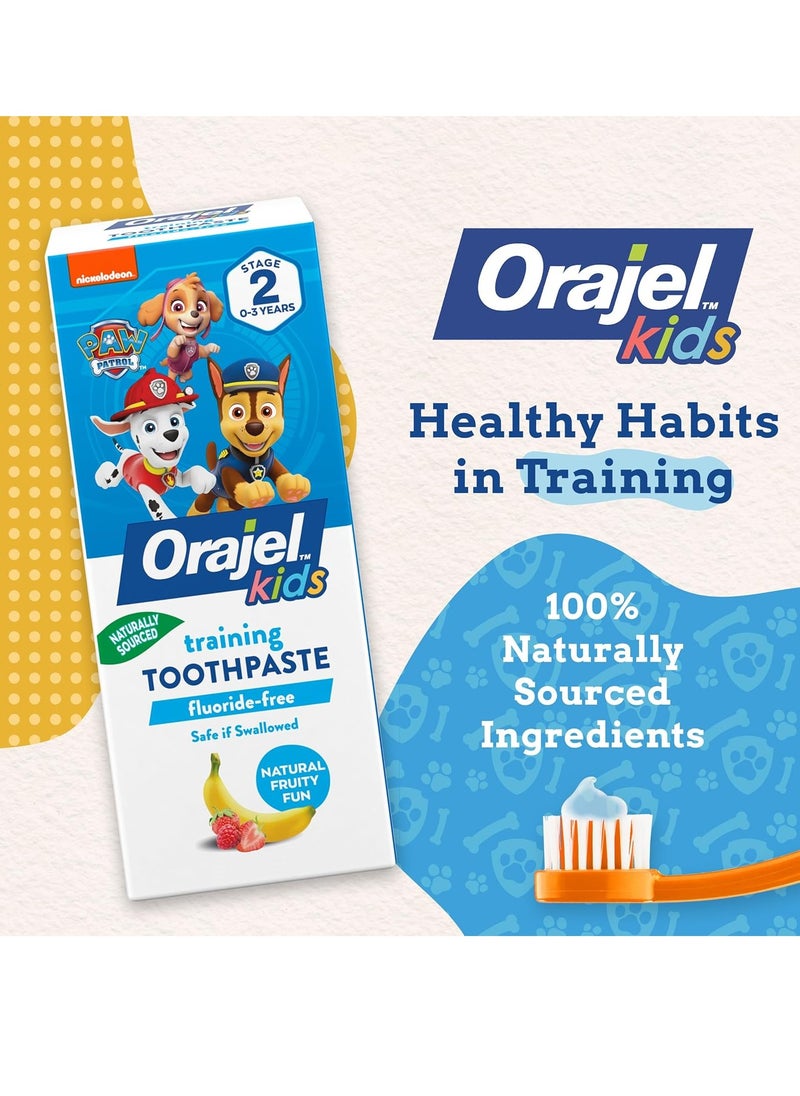 Orajel - Orajel Kids Paw Patrol Fluoride-Free Training Toothpaste, Natural Fruity Fun Flavor, #1 Pediatrician Recommended , 1.5oz Tube - Image 1