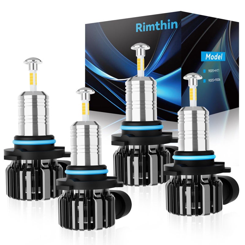 rimthin 9005 9006 Fog Light Bulbs Combo, Upgraded 360Â° Illumination Light Bulb, 30000LM Brighter Fog Lights Combo, 6500K Cool White Fog Light Bulbs with Fan, Plug & Play, Pack of 4 - Image 1