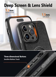 ESCASE Luxury Retro Leather Mobile Phone Case For iphone14Pro Anti Scratch Wear Resistant Mobile Phone Protective Case Black  - Image 3