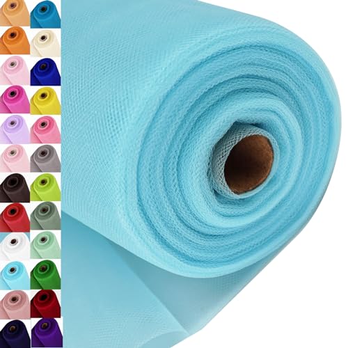 Ableme Deco Light Blue Tulle Fabric Roll Spool Bolt (54 Inch by 40 Yards) Large Tulle Wedding Party Decoration, Tutu Skirt, Table Runner, Gift Wrapping, Bridal Shower, Soft & Drape (Baby Blue) - Image 1