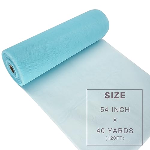 Ableme Deco Light Blue Tulle Fabric Roll Spool Bolt (54 Inch by 40 Yards) Large Tulle Wedding Party Decoration, Tutu Skirt, Table Runner, Gift Wrapping, Bridal Shower, Soft & Drape (Baby Blue) - Image 4