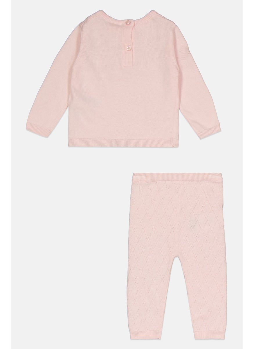 Rock-A-Bye Baby Boutique Toddlers Girls 2 Pieces Textured Sweater And Pants Set, Pink  - Image 2