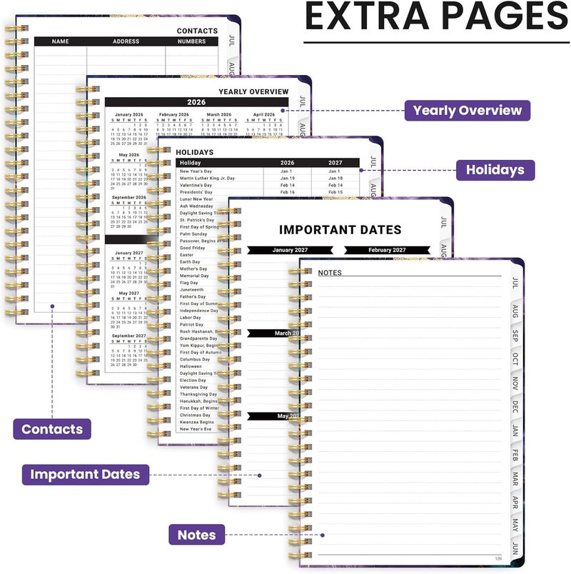 ZOTIA Planner 2026-2027, Monthly and Weekly Academic Planner July 2026 - June 2027, Hardcover Student Teacher Planning Agenda Calendar Book with Tabs, Perfect for Office School Supplies, A5 (6.3" x 8.5 - Image 5