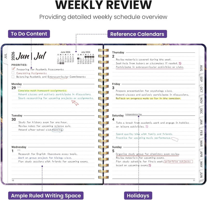 ZOTIA Planner 2026-2027, Monthly and Weekly Academic Planner July 2026 - June 2027, Hardcover Student Teacher Planning Agenda Calendar Book with Tabs, Perfect for Office School Supplies, A5 (6.3" x 8.5 - Image 3