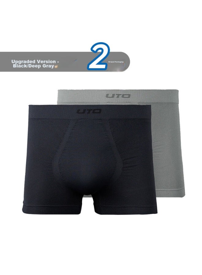 UTO Uto Men's Sports Underwear, Quick-drying, Antibacterial, Breathable, For Running And Marathon, Boxer Briefs, 2-pack, Black + Dark Gray, Xxxl  - Image 1