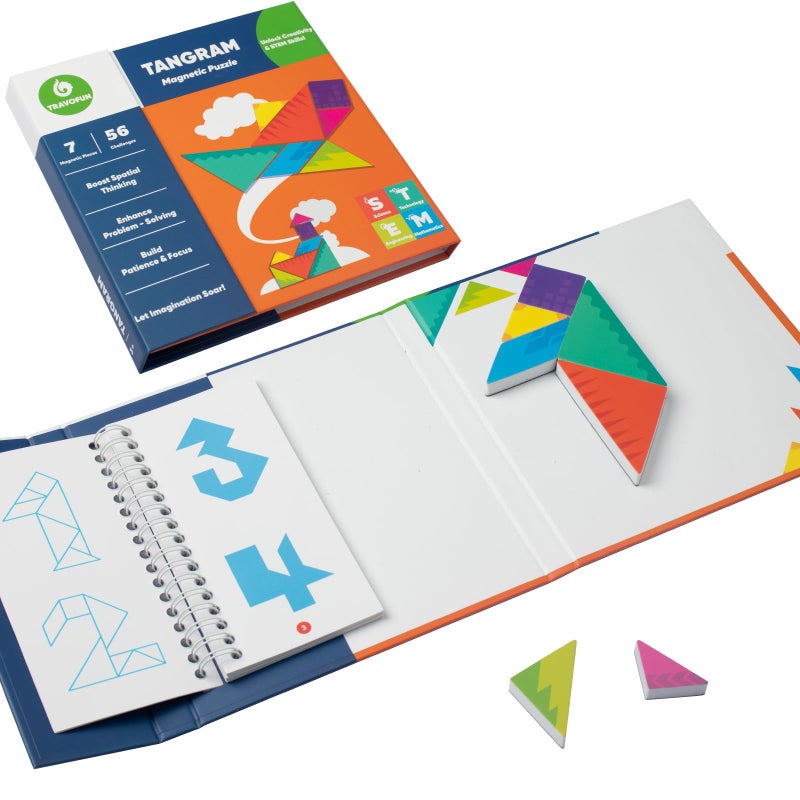 Travofun Travel Games Tangrams Magnetic Travel Games for Road Trips Kids Board Game Educational Toys Kids Game for 3 - Image 3