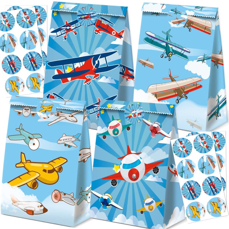 BQK 24Pcs Plane Party Bags Airplane Birthday Party Supplies Planes Party Decorations Airplane Gift Bag Airplane First Birthday Decorations - Image 2