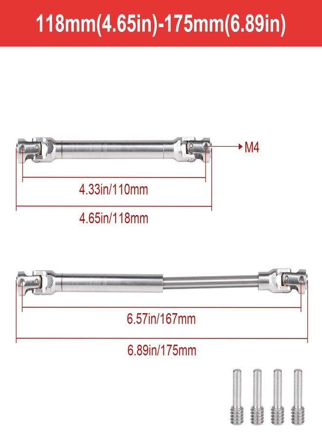 Hobbyfire 2pcs Hobbyfire 1/10 RC Crawler Drive Shafts Stainless Steel Universal Joint Driveshaft for Axial SCX10 II III Traxxas TRX4 Redcat Gen8 Gen7 Element Upgrades Parts(118-175mm) - Image 2