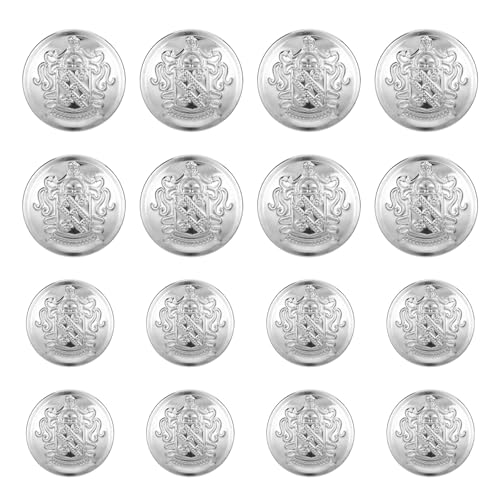 Fyntave 16 Pcs Silver Metal Buttons for Blazers Vintage Round Suit Buttons for Men Women Antique Replacement Button for Blazer Suits Sport Coat Uniform Jacket (18mm 25mm) - Image 1
