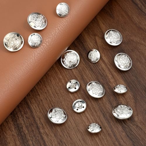 Fyntave 16 Pcs Silver Metal Buttons for Blazers Vintage Round Suit Buttons for Men Women Antique Replacement Button for Blazer Suits Sport Coat Uniform Jacket (18mm 25mm) - Image 3