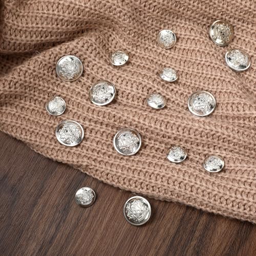 Fyntave 16 Pcs Silver Metal Buttons for Blazers Vintage Round Suit Buttons for Men Women Antique Replacement Button for Blazer Suits Sport Coat Uniform Jacket (18mm 25mm) - Image 4
