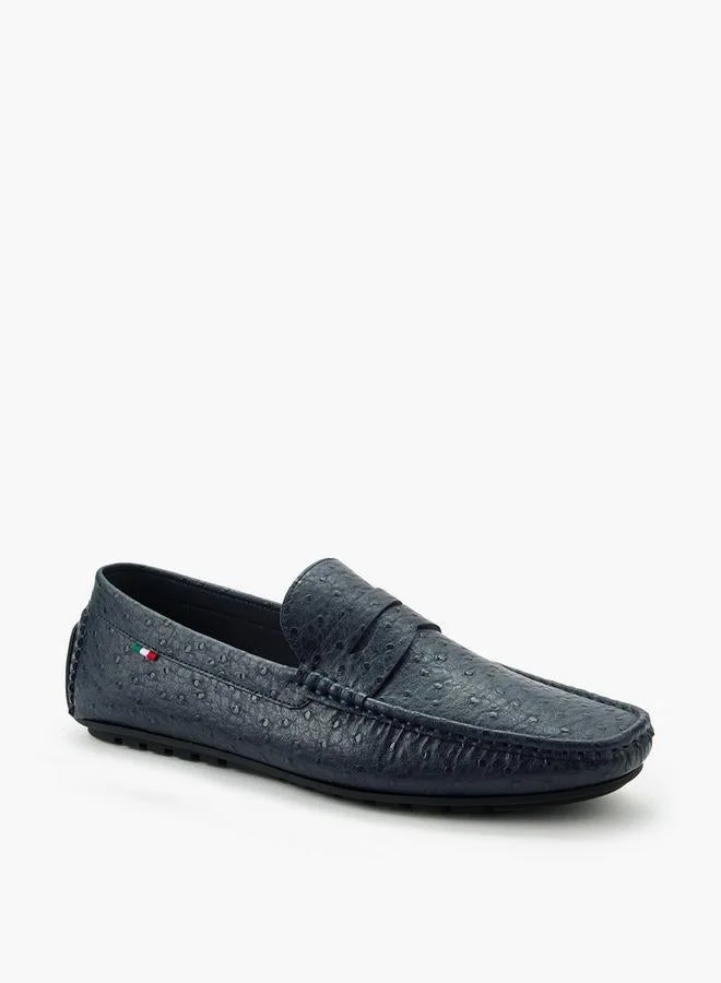 Renzo Ruganni Men Textured Slip-On Loafers