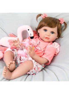 Aori Aori Reborn Baby Girl Doll,22 in Realistic Newborn Baby Dolls,Adorable Lifelike Babies,Weighted Reborn Toddler with Flamingo Toy Gifts Set for Kids 3 Year Old  - Image 1