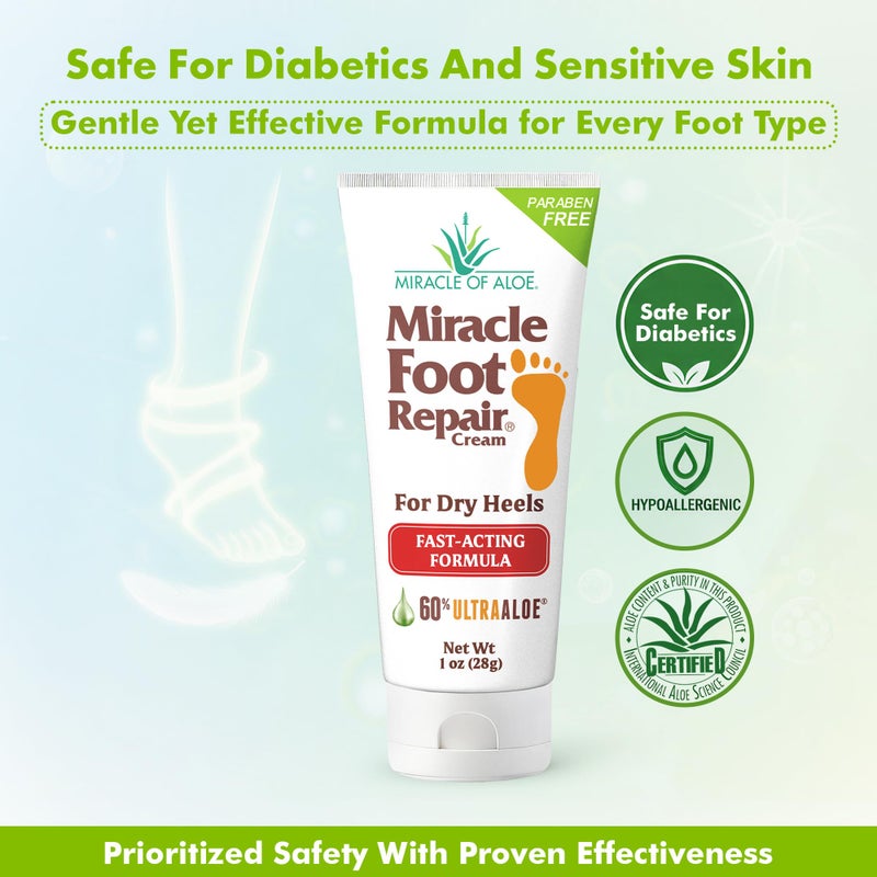 Miracle of Aloe Miracle Foot Repair Cream (1 oz / 12 Pack) Repairs Dry Cracked Heels and Feet, 60% Pure Ultra Aloe Moisturizes, Softens, and Repairs - Image 3