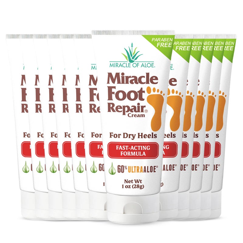 Miracle of Aloe Miracle Foot Repair Cream (1 oz / 12 Pack) Repairs Dry Cracked Heels and Feet, 60% Pure Ultra Aloe Moisturizes, Softens, and Repairs - Image 1