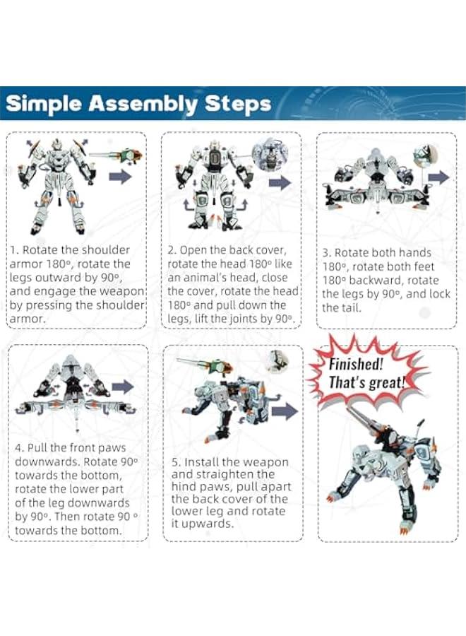 general Animal Transforming Robot Toys 10 Inches Tiger Action Figure for Kids Deformation Assembly Robot for Boys  Girls Ages 6 7 8 9 10 - Image 5