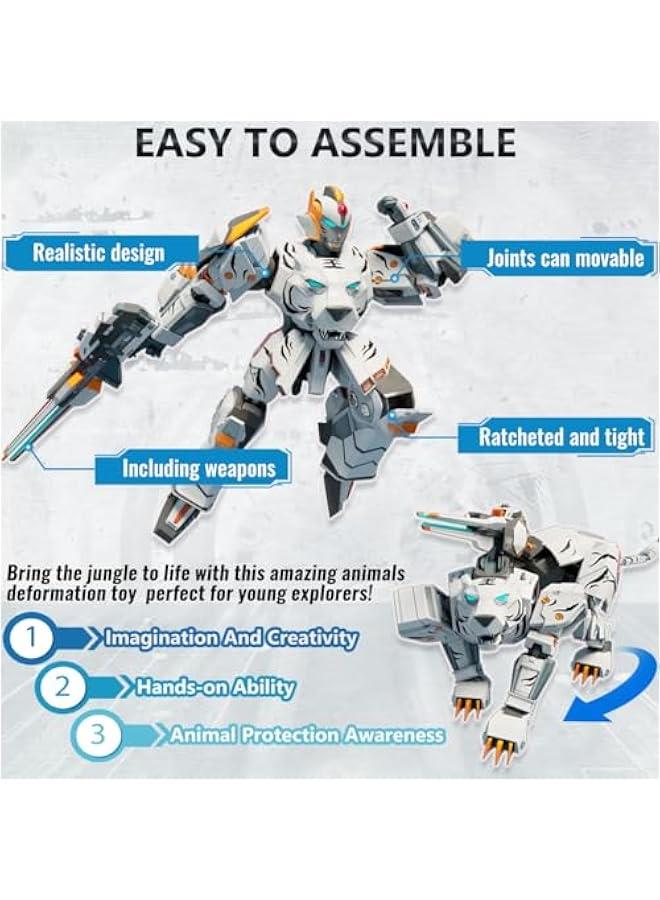 general Animal Transforming Robot Toys 10 Inches Tiger Action Figure for Kids Deformation Assembly Robot for Boys  Girls Ages 6 7 8 9 10 - Image 3