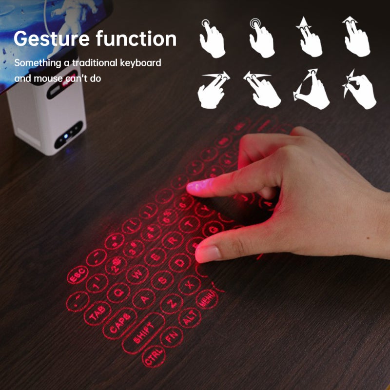 Projection Keyboard 9x4.4x4.8cm Portable Multi-function Design - Full-size Key Pitch And Shortcut Keys Holographic Keyboard for Phone, Home, Office On-the-go Use - Image 3