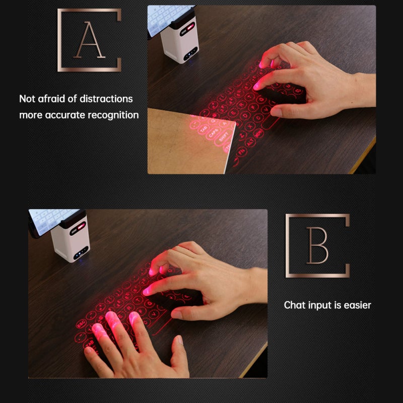 Projection Keyboard 9x4.4x4.8cm Portable Multi-function Design - Full-size Key Pitch And Shortcut Keys Holographic Keyboard for Phone, Home, Office On-the-go Use - Image 4