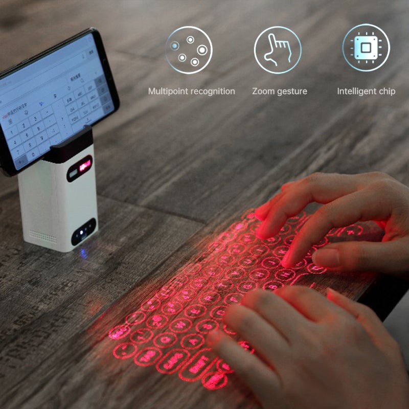 Projection Keyboard 9x4.4x4.8cm Portable Multi-function Design - Full-size Key Pitch And Shortcut Keys Holographic Keyboard for Phone, Home, Office On-the-go Use - Image 5