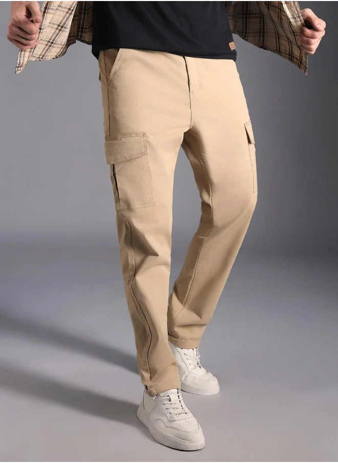 هاي ستار Men’s Straight Fit Khaki Cargo Trousers – Stylish and Practical