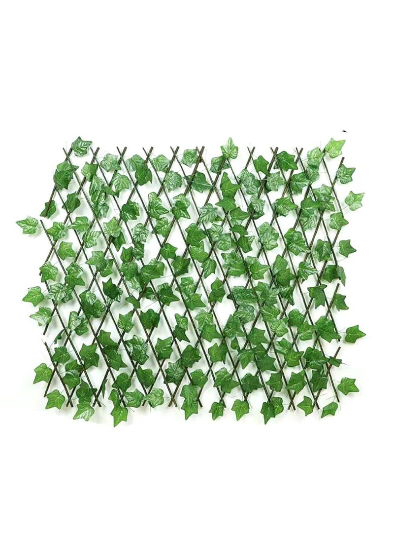 LINGWEI Wooden Expandable Trellis Fence with Artificial Green Leaf - Image 1