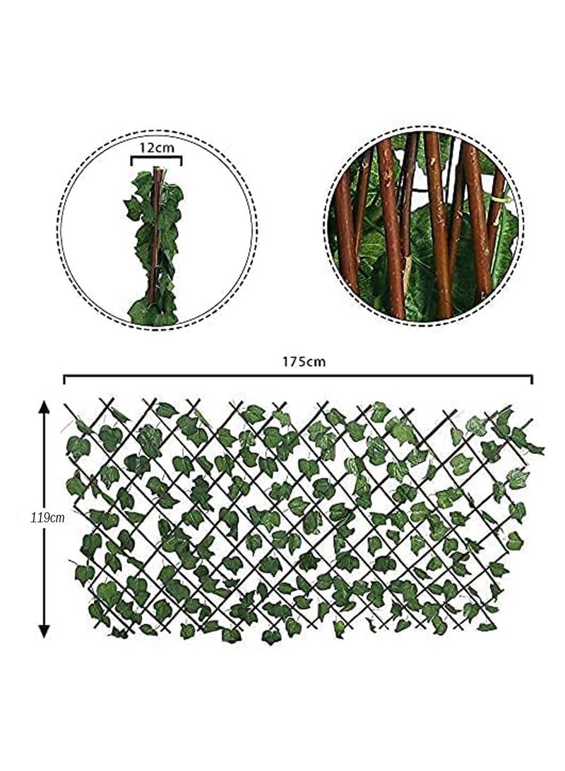 LINGWEI Wooden Expandable Trellis Fence with Artificial Green Leaf - Image 5