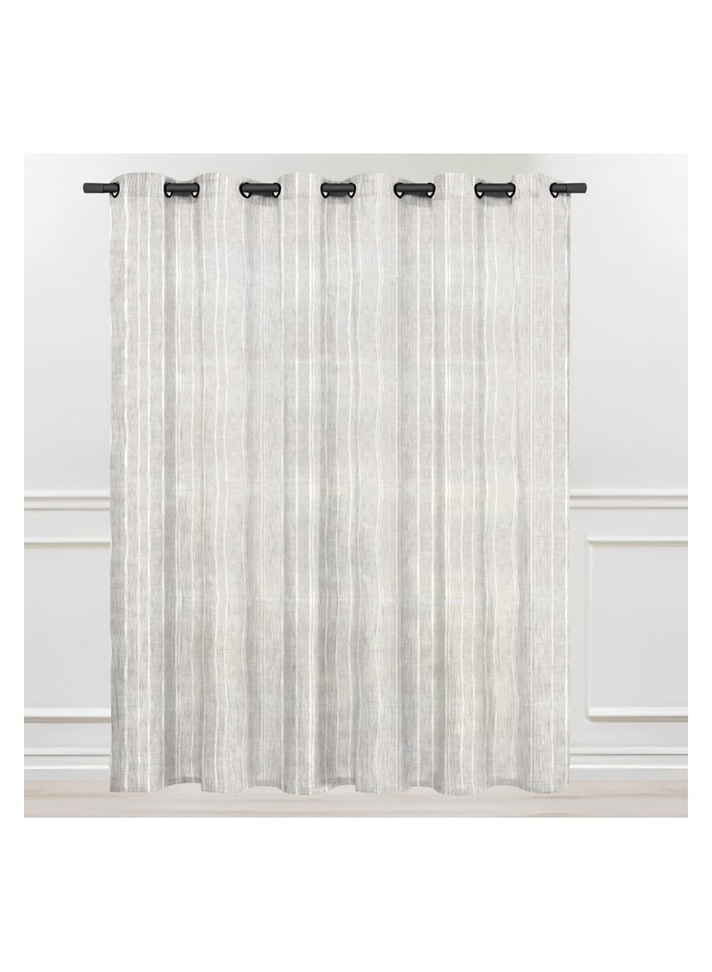  انتكس بيت الستائر ستائر انتكس من الكتان لغرفة المعيشة، ستائر طبيعية شبه شفافة مع خطوط بيضاء عشوائية - حلقات فولاذية - قطعة واحدة - Image 2