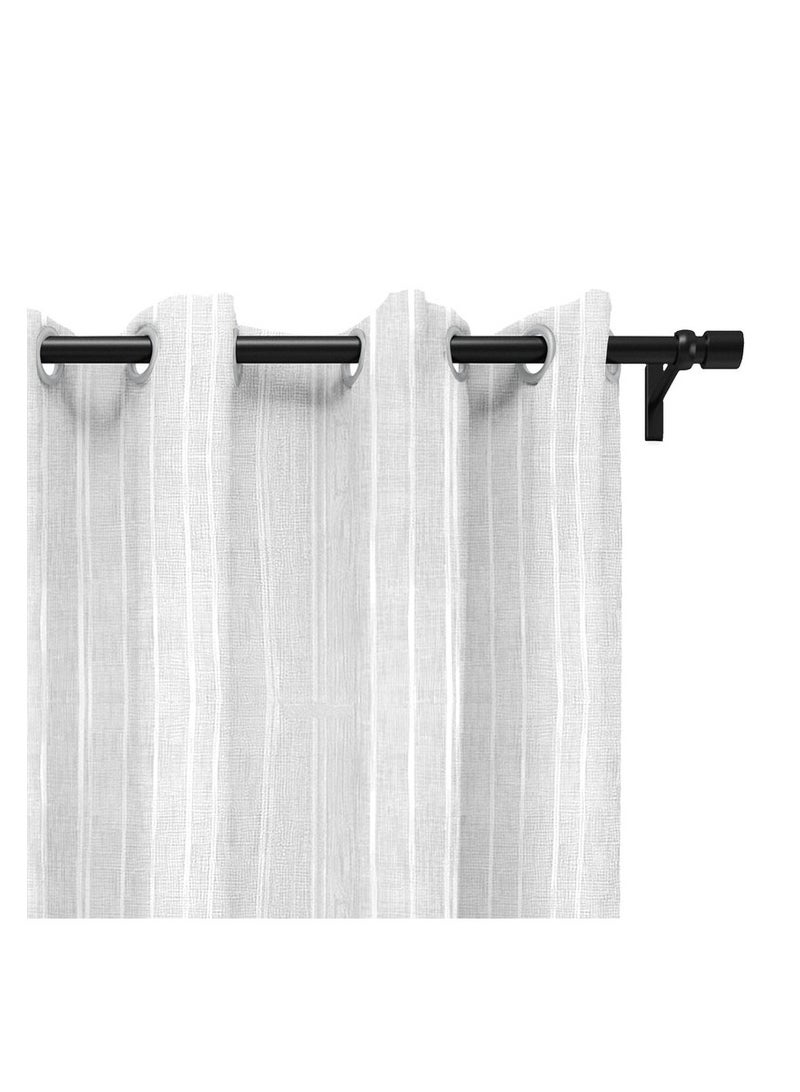  انتكس بيت الستائر ستائر انتكس من الكتان لغرفة المعيشة، ستائر طبيعية شبه شفافة مع خطوط بيضاء عشوائية - حلقات فولاذية - قطعة واحدة - Image 3