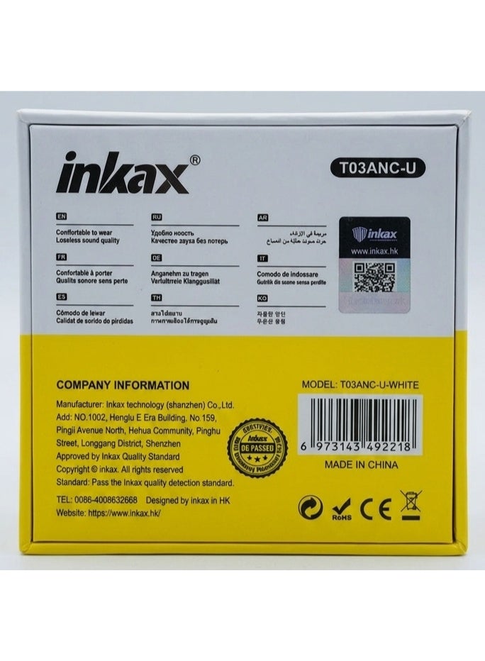 Inkax سماعات إنكاكس T03ANC-U اللاسلكية بتقنية إلغاء الضوضاء النشطة (ANC) - Image 4