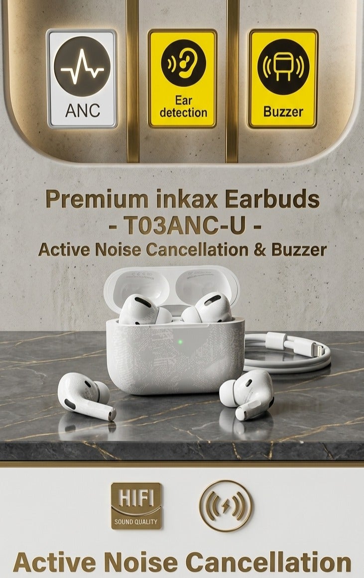Inkax سماعات إنكاكس T03ANC-U اللاسلكية بتقنية إلغاء الضوضاء النشطة (ANC) - Image 1