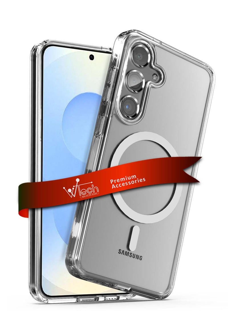 Wtech Samsung Galaxy S25 Plus / S25+ 2025 Magnetic Case, Slim Transparent Flexible TPU Shockproof Magsafe Back Phone Case - Clear - Image 1