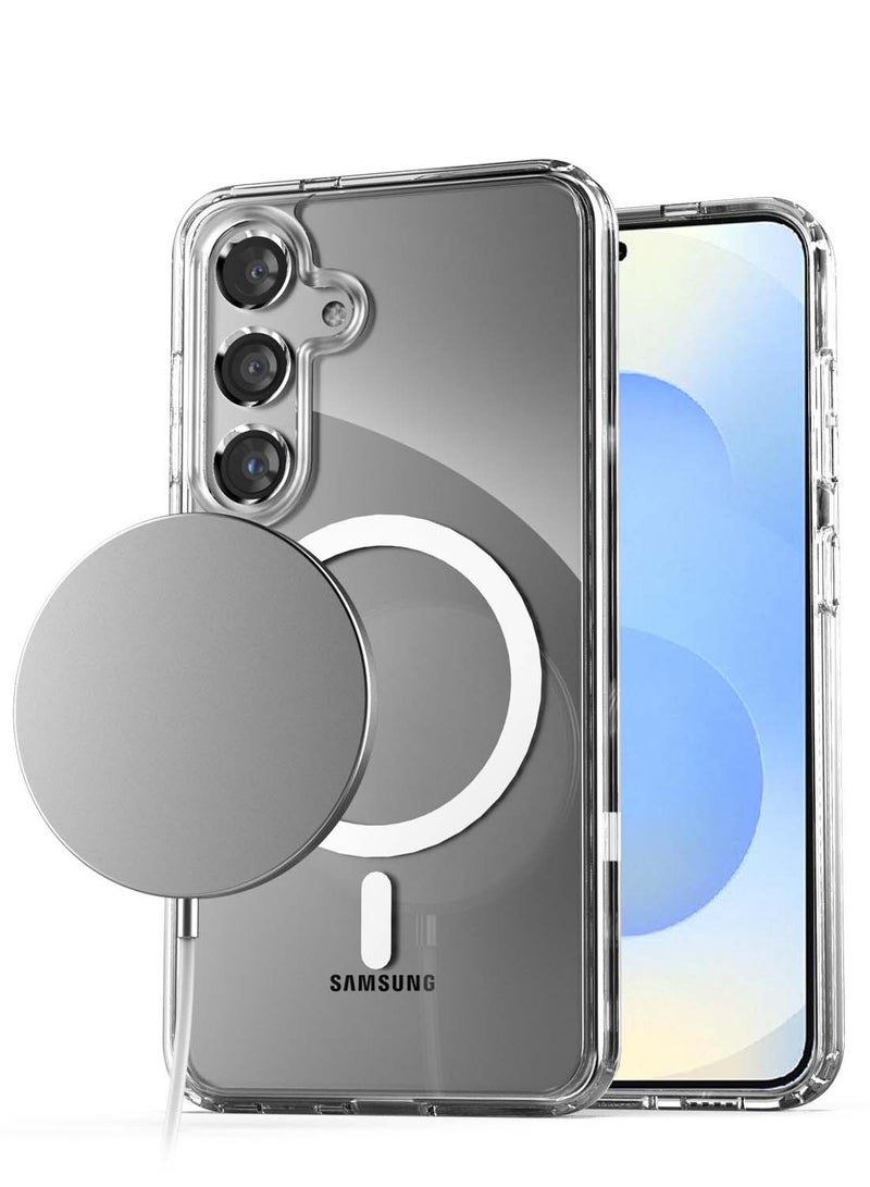 Wtech Samsung Galaxy S25 Plus / S25+ 2025 Magnetic Case, Slim Transparent Flexible TPU Shockproof Magsafe Back Phone Case - Clear - Image 2